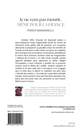 Je ne veux pas mourir, même pour la France - Franck MANGANIELLO
